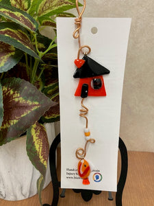 Suncatcher- Orange and Black House with Orange Fish