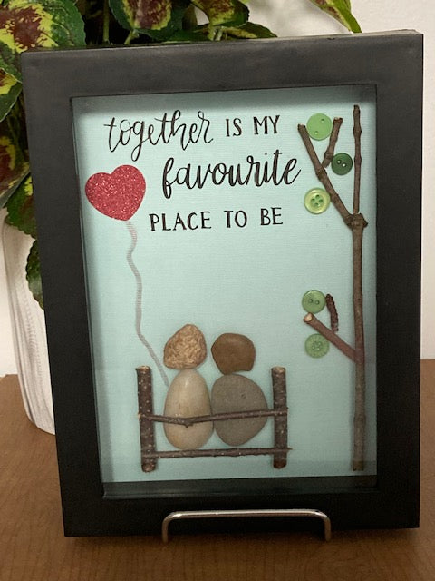 Shadow Box Framed Pebble Art - Together is my favourite place to be
