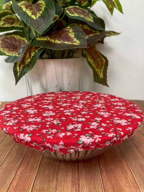 Fabric - Bowl Cover Small , Red Floral