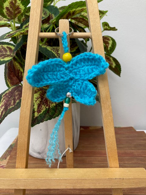 Crocheted - Blue Dragonfly Key Chain