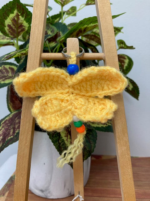Crocheted - Yellow Dragonfly Key Chain