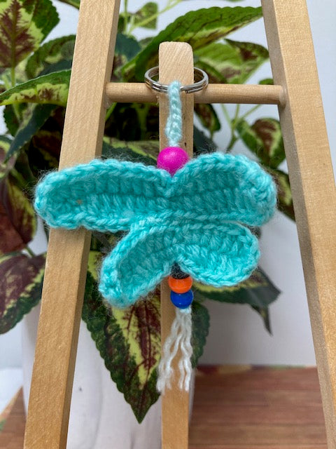 Crocheted - Teal Dragonfly Key Chain