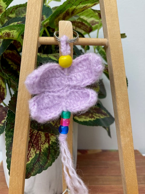Crocheted - Purple Dragonfly Key Chain