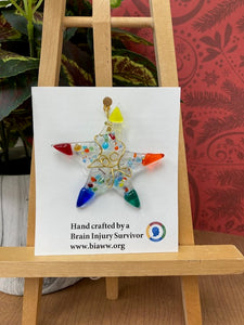 Ornament - Multi coloured Star with Gold Wire