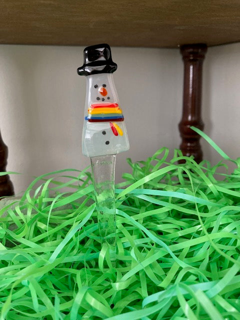 Plant Picks - Snowman with Rainbow Scarf