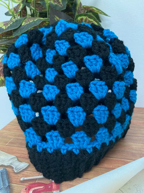 Crocheted - Blue Granny Stitch Hat, Adult