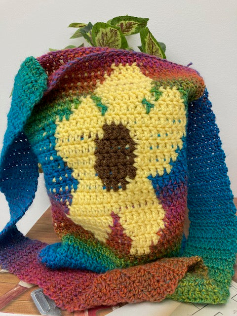 Crocheted - Rainbow Daisy Bag
