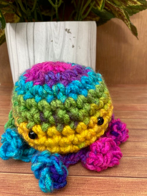 Crocheted -  Small Rainbow  with Pink Octopus