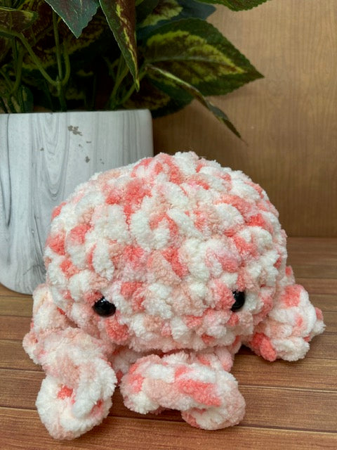 Crocheted -  Pink and white Octopus