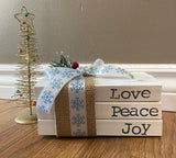 Decorative Book Stack - Christmas Love, Peace Joy