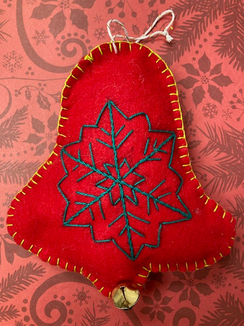 Fabric - Felt Christmas Ornament, Bell Red
