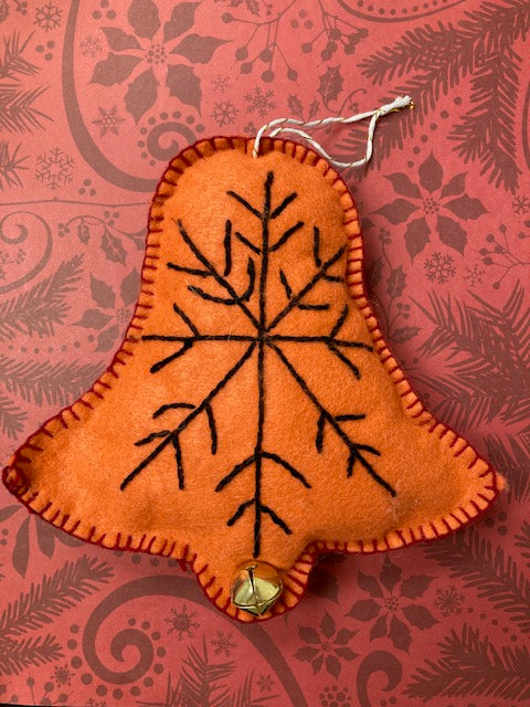 Fabric - Felt Christmas Ornament, Bell Orange