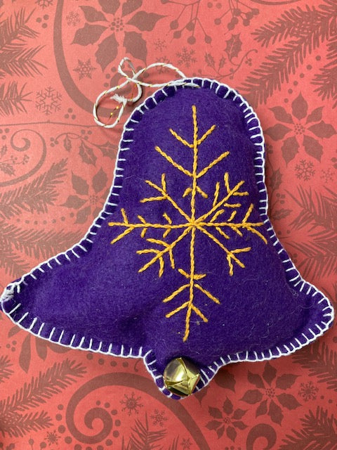 Fabric - Felt Christmas Ornament, Bell Purple