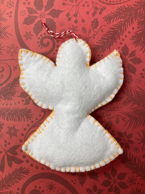 Fabric - Felt Christmas Ornament, White Angel
