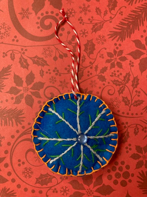 Fabric - Felt Christmas Ornament, Snowflake Blue
