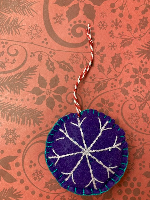 Fabric - Felt Christmas Ornament, Snowflake Purple