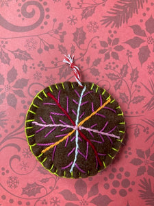 Fabric - Felt Christmas Ornament, Snowflake Brown