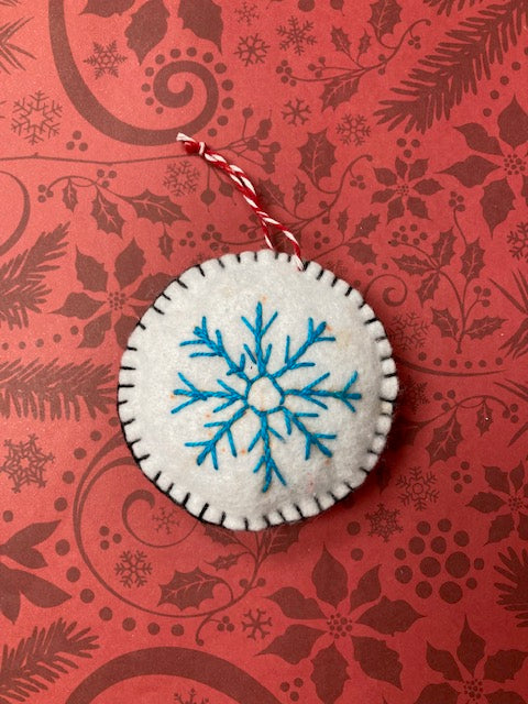 Fabric - Felt Christmas Ornament, Snowflake White