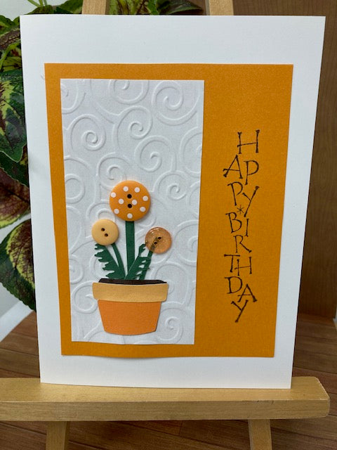 Happy Birthday - Happy Birthday Orange Button Flowers in Pot
