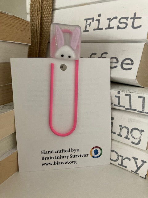 Large Paperclip Bookmark - Bunny with Pink clip