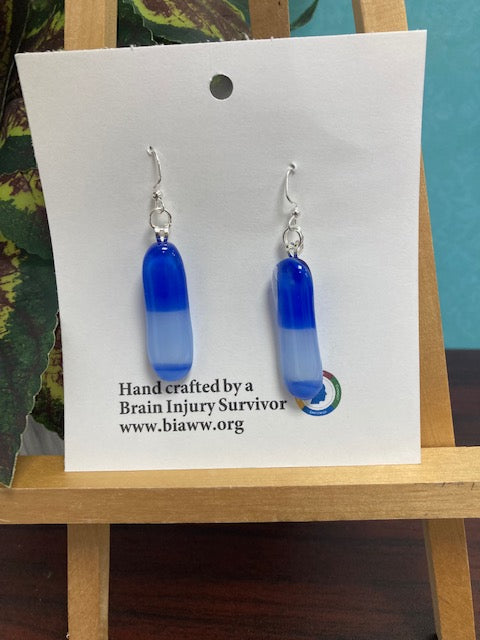 Earrings - Blue Stripped  3.5 cm