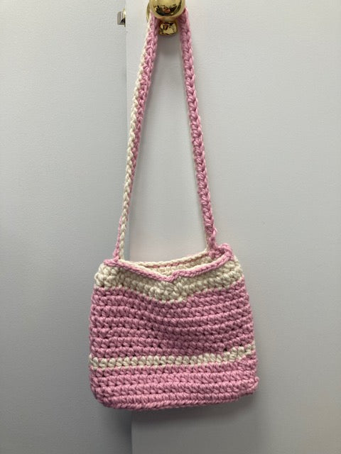 Crocheted - Bag, Pink and Cream