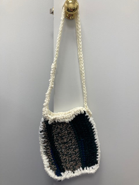 Crocheted - Bag, Greens and Cream