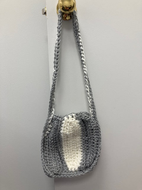 Crocheted - Bag, Grey and White