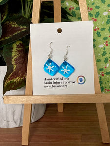 Earrings - Aqua Snowflake