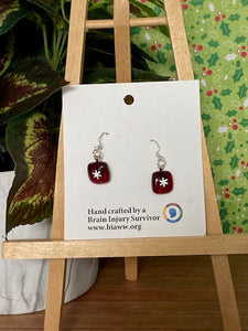 Earrings - Red Snowflake Mini