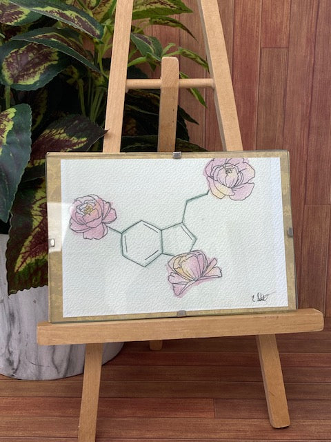 Framed Print - Serotonin Molecule