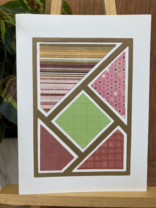 Blank cards - Geometric, Burgundy, Pink, Browns Striped