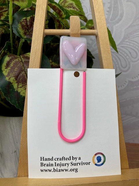 Paperclip Bookmark - Pink Heart with Pink clip