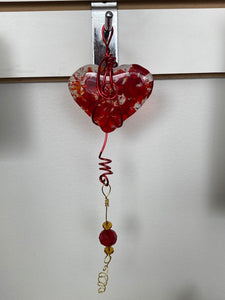 Suncatcher- Red Heart with Red Wire