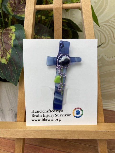 Ornament - Cross, Purple with Purple Wire