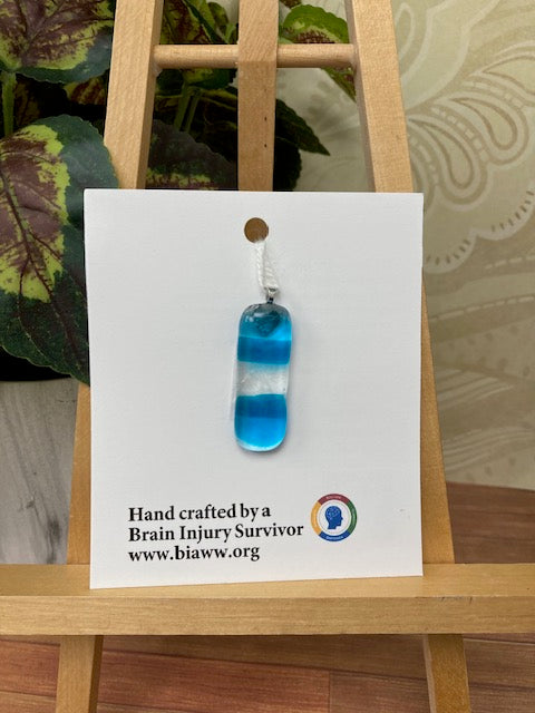 Pendant - Aqua and Clear Striped