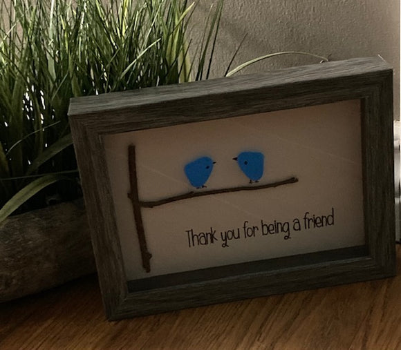 Shadow Box Framed Pebble Art - Thank You For Being A Friend