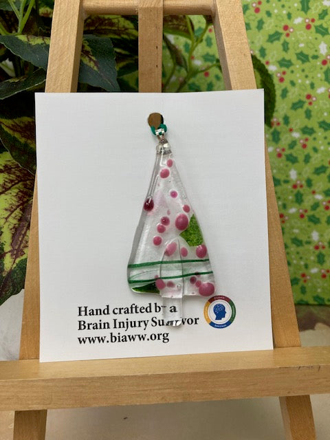 Ornament - Tree, Green/Cranberry/Pink