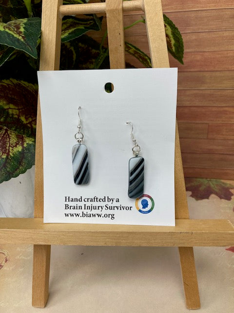 Earrings - Grey, Gold, Black and White