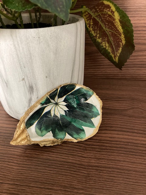 Shell Trinket Dishes - Green Leaves