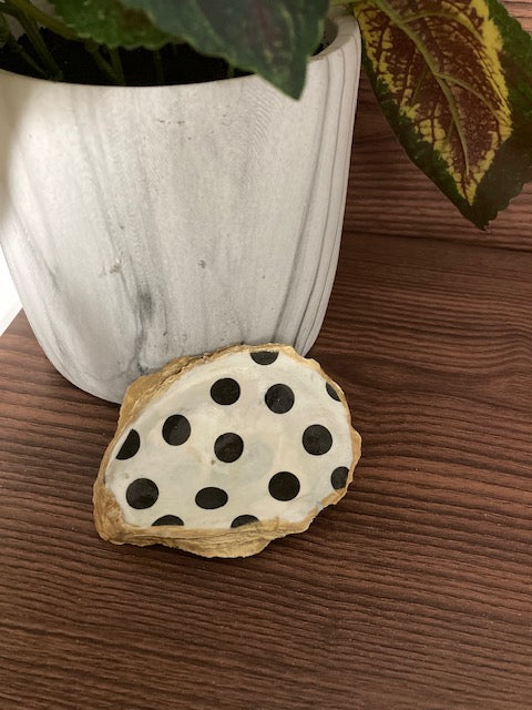 Shell Trinket Dishes - Black Polka Dots, small