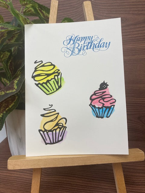 Happy Birthday - 3 Cupcakes