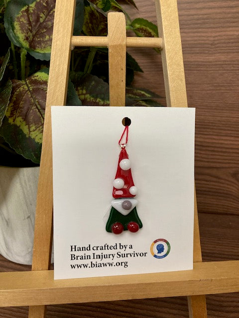 Ornament - Gnome, Green with Red Polka Dot Hat