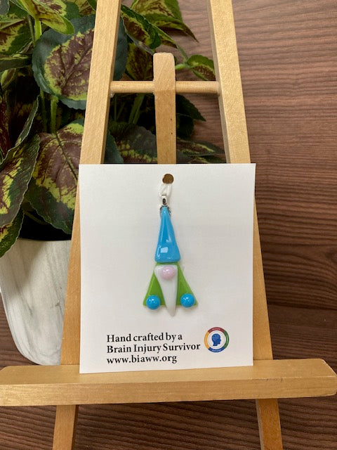 Ornament - Gnome, Light Green with Turquois Hat