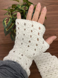 Crocheted -White Fingerless Gloves