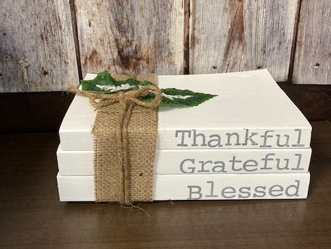 Decorative Book Stack - Thankful Grateful Blessed