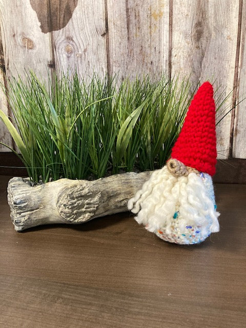 Crocheted - Gnome Multi Coloured with Red hat