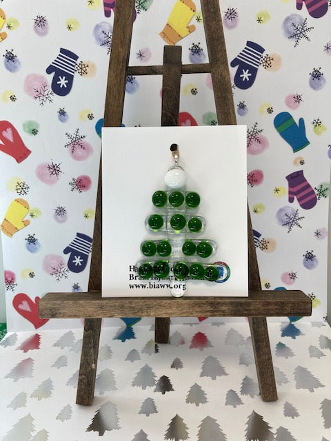Ornament - Clear Stick Tree with Green balls and white star