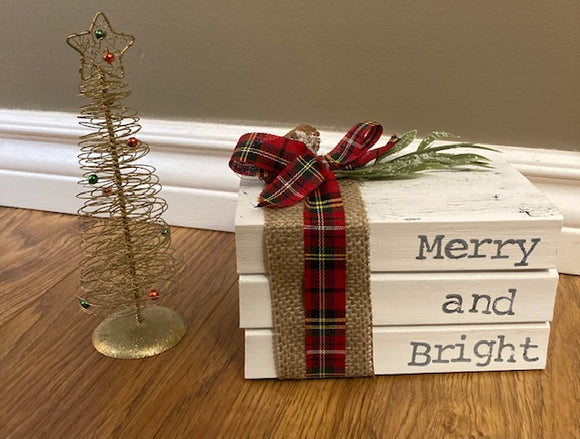 Decorative Book Stack - Christmas Merry and Bright