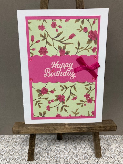 Happy Birthday-  Floral pattern with bow
